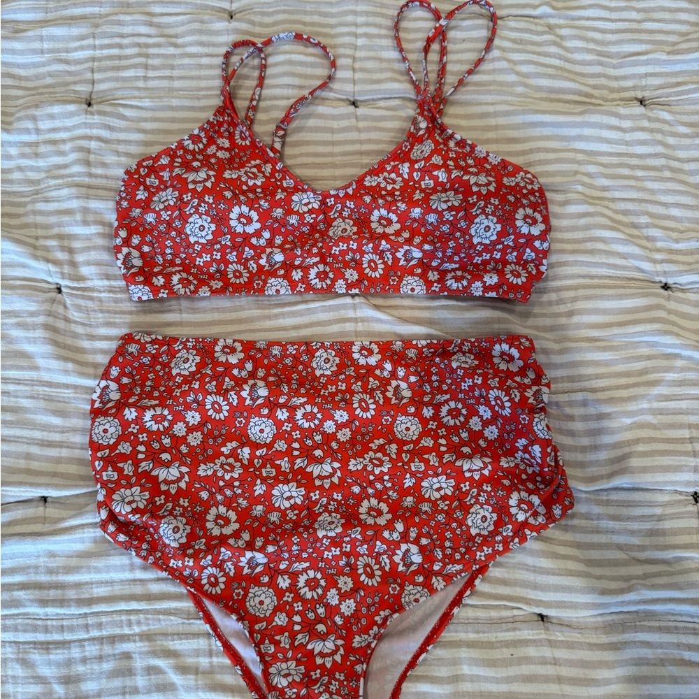 Maternity Floral Red Bikini Set
